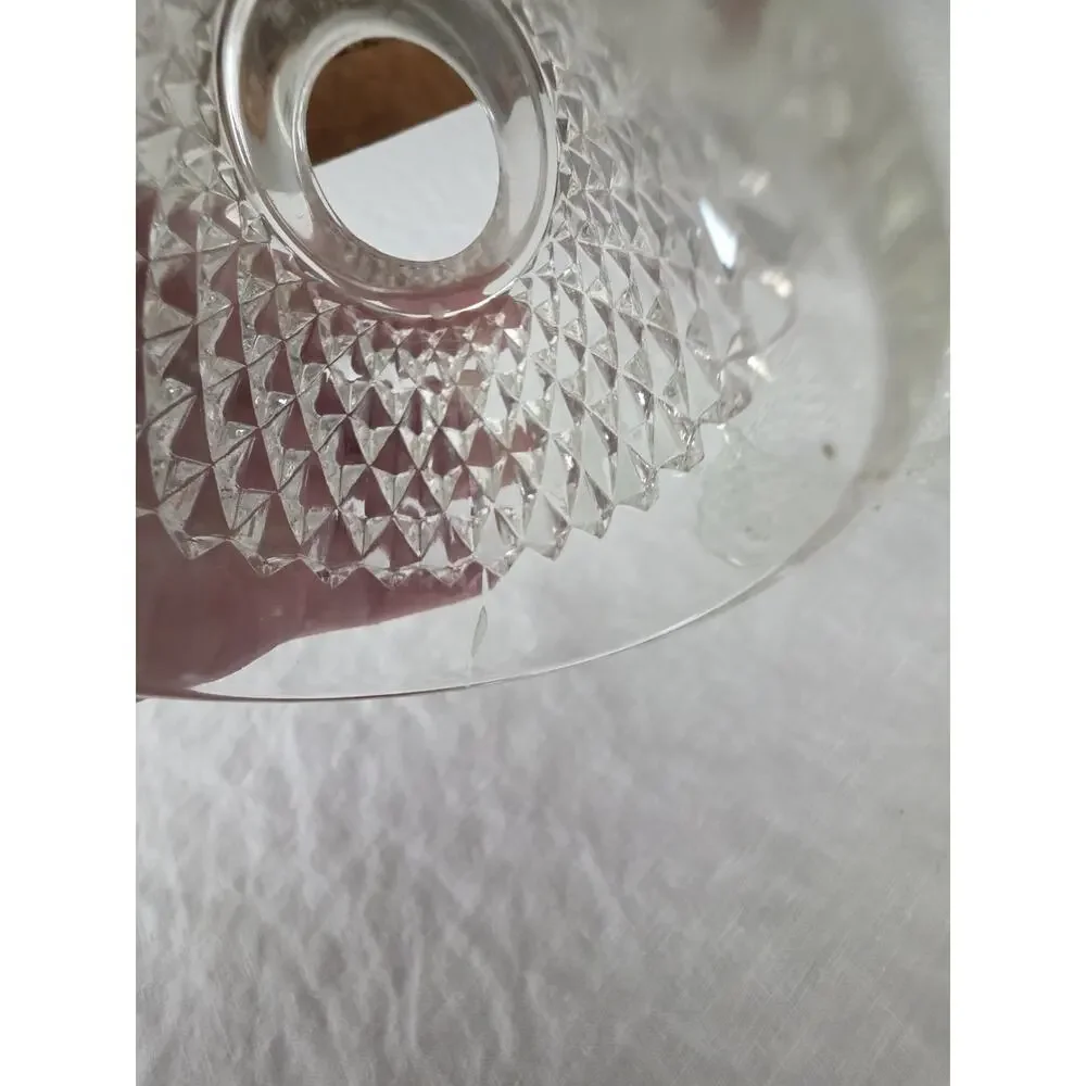 Vintage Indiana Glass Fairy Lamp Clear Diamond Point Candle Holder 2 pc FLAW